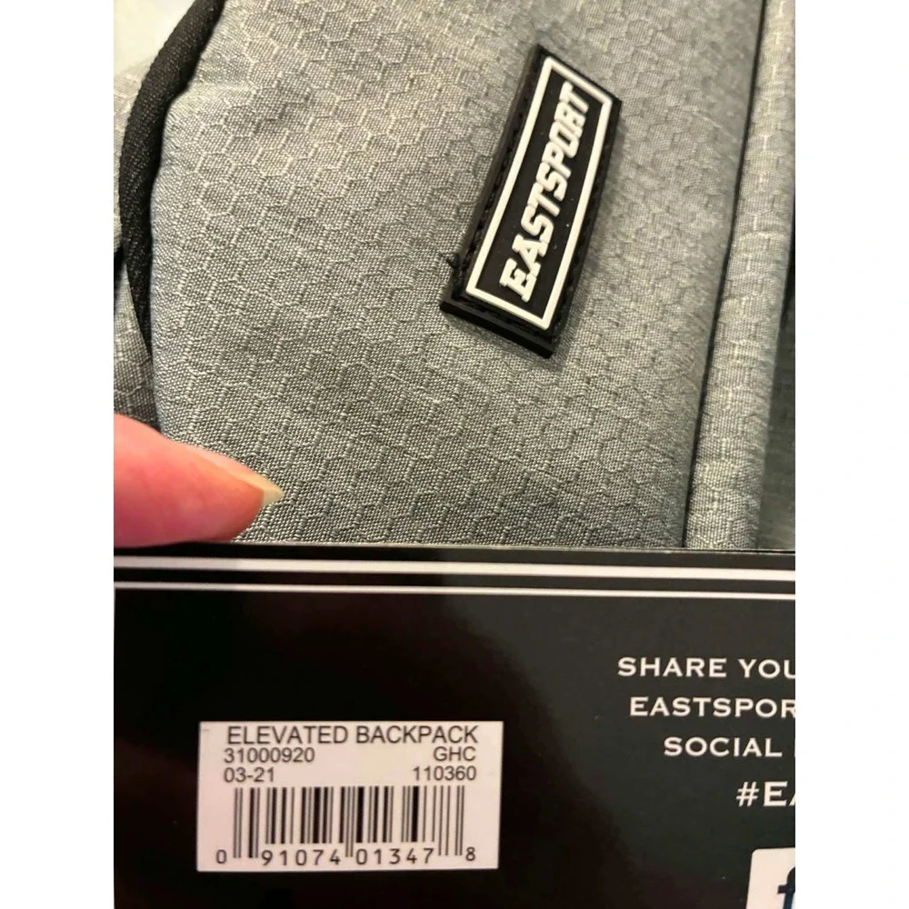 Eastsport Elevated Backpack Unisex OS Grey Black NEW Techwear School Bag